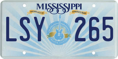 MS license plate LSY265