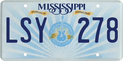 MS license plate LSY278