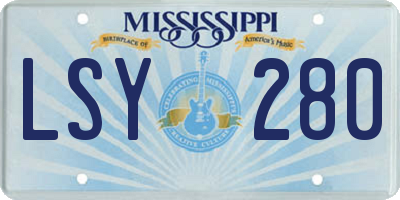 MS license plate LSY280