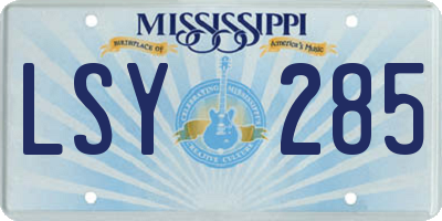 MS license plate LSY285
