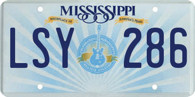 MS license plate LSY286