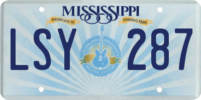 MS license plate LSY287