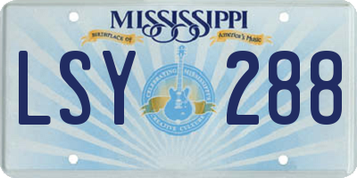 MS license plate LSY288