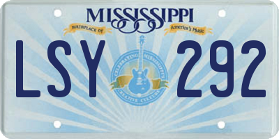 MS license plate LSY292