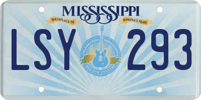 MS license plate LSY293