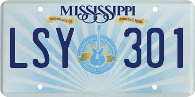 MS license plate LSY301