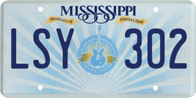 MS license plate LSY302