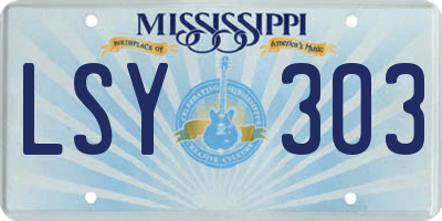 MS license plate LSY303