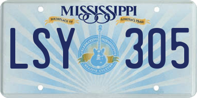 MS license plate LSY305