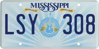 MS license plate LSY308