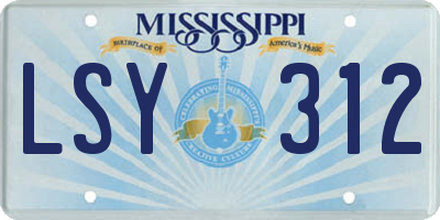MS license plate LSY312
