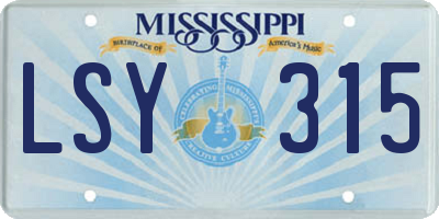 MS license plate LSY315