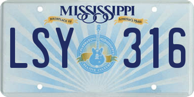 MS license plate LSY316