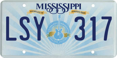 MS license plate LSY317