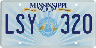 MS license plate LSY320