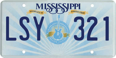 MS license plate LSY321
