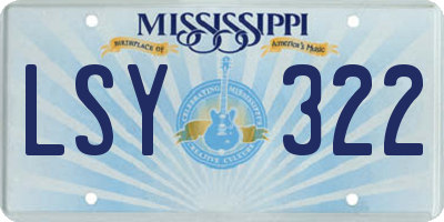 MS license plate LSY322