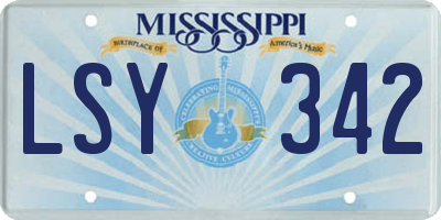 MS license plate LSY342