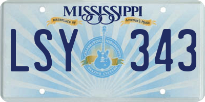MS license plate LSY343