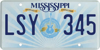 MS license plate LSY345