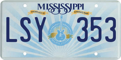 MS license plate LSY353
