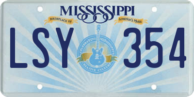 MS license plate LSY354