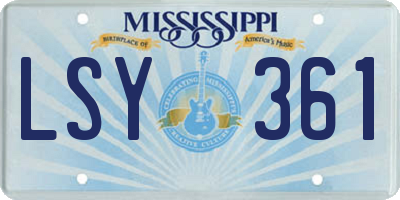 MS license plate LSY361