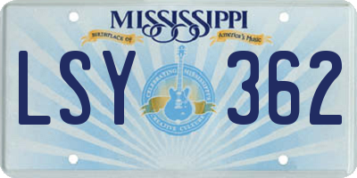 MS license plate LSY362