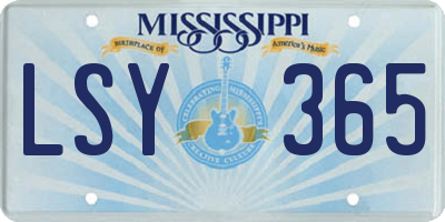 MS license plate LSY365