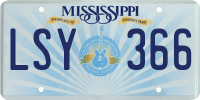 MS license plate LSY366