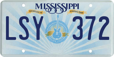 MS license plate LSY372