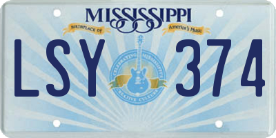 MS license plate LSY374