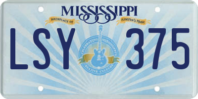 MS license plate LSY375