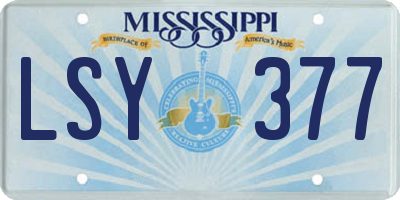 MS license plate LSY377