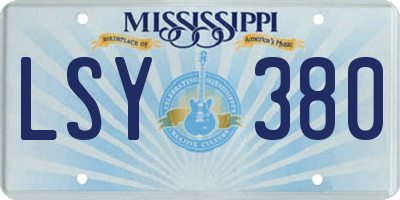 MS license plate LSY380