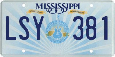 MS license plate LSY381
