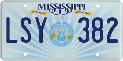 MS license plate LSY382