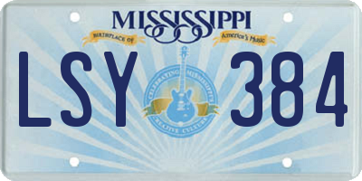 MS license plate LSY384