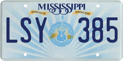 MS license plate LSY385