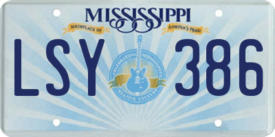 MS license plate LSY386