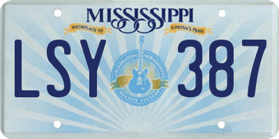 MS license plate LSY387