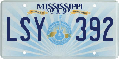 MS license plate LSY392