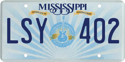 MS license plate LSY402