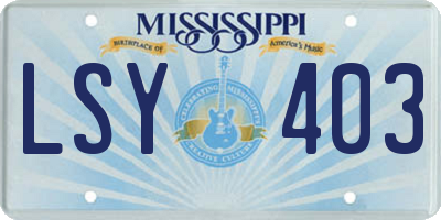 MS license plate LSY403