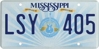 MS license plate LSY405