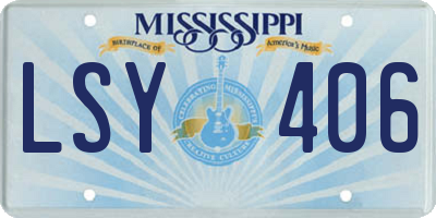 MS license plate LSY406