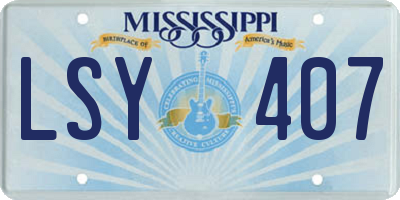 MS license plate LSY407