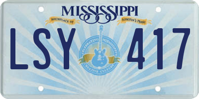 MS license plate LSY417
