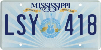 MS license plate LSY418