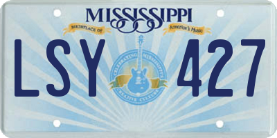 MS license plate LSY427
